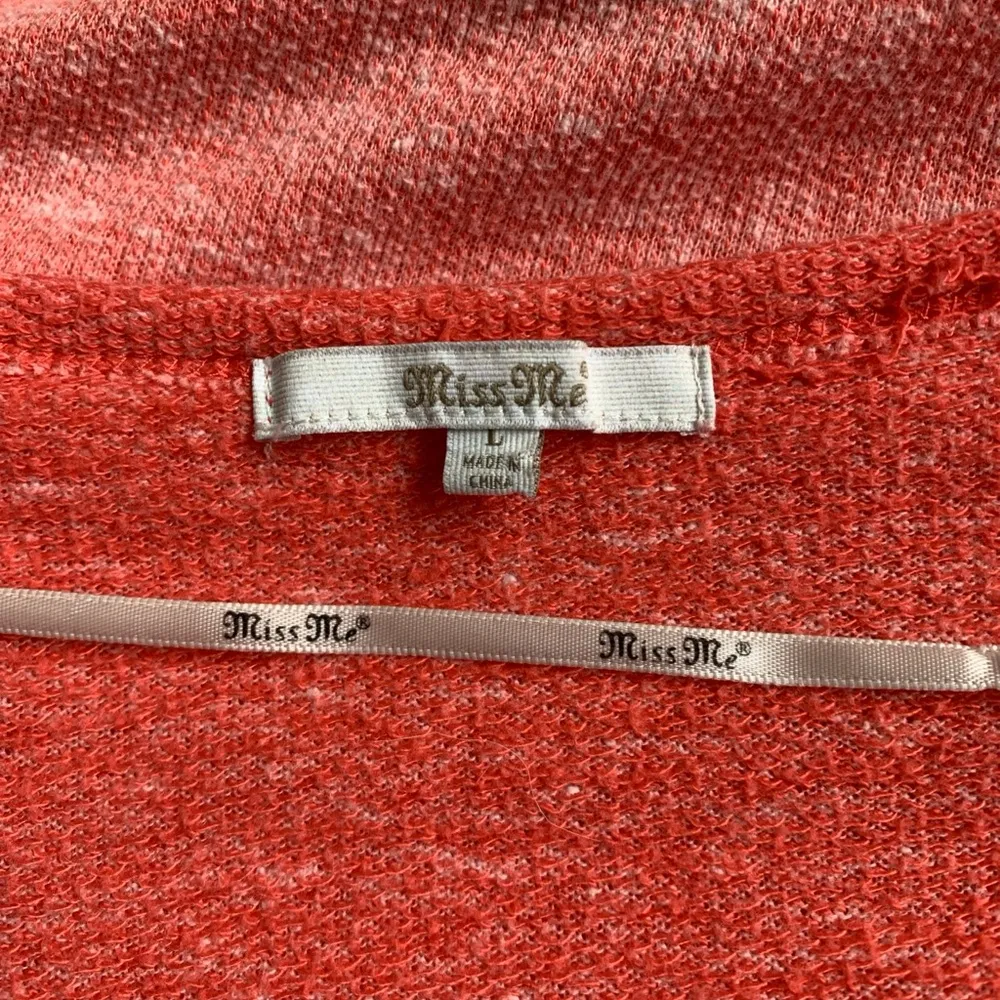 coral colored large rhinestone cross boat neck sweatshirt - Image 4