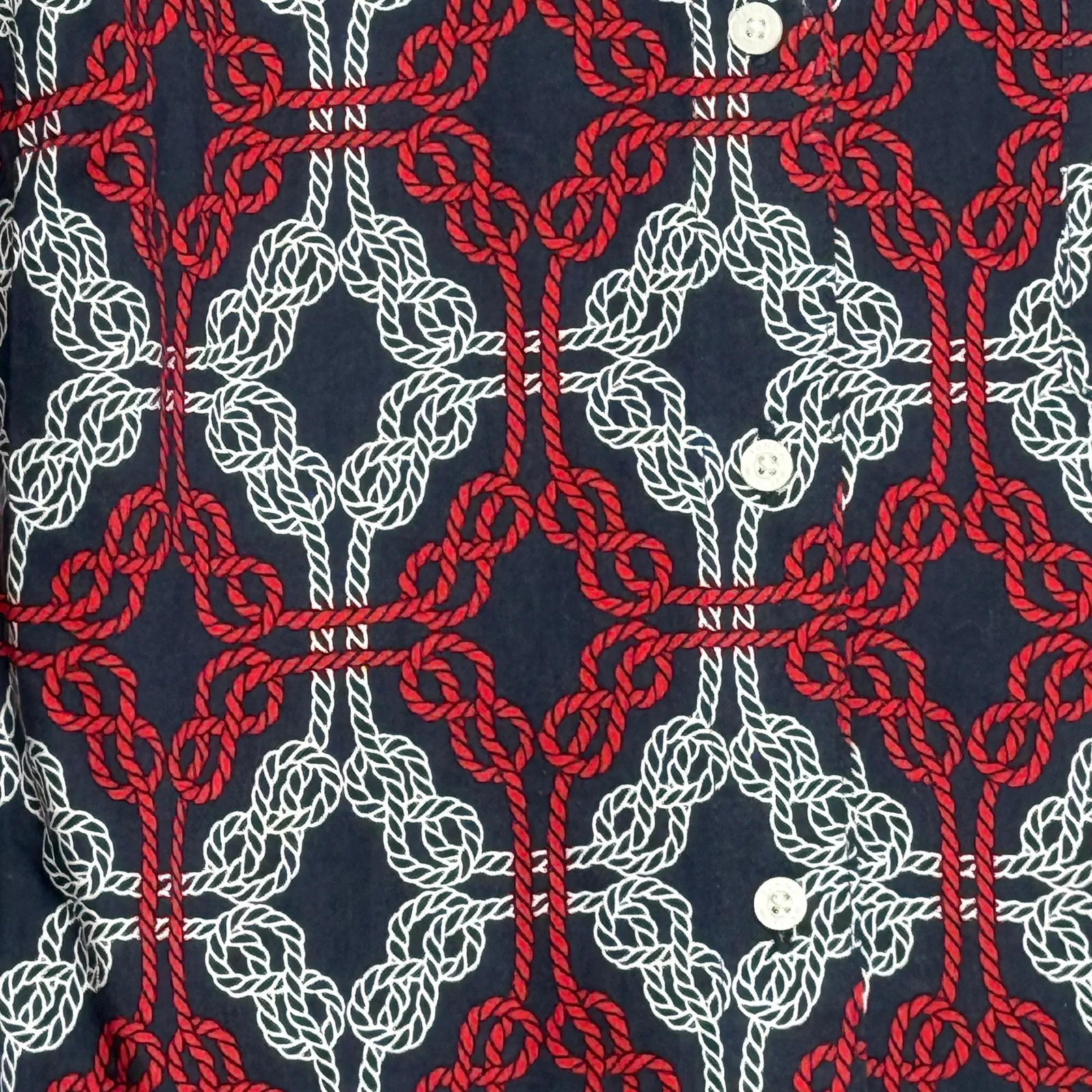 Tommy Hilfiger Abstract Roll Tab Sleeve Cotton Utility Shirt Sz L Preppy Coastal - Image 6