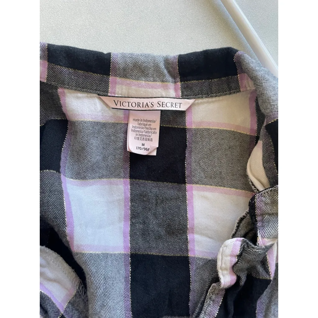Women's Victoria's Secret Plaid Pajamas M Top S Pants - Image 3