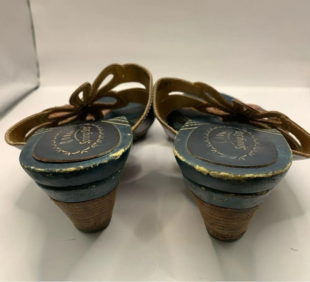 Spring Step Women Green/Multi L'Artiste Carlina Slide Leather Blocked Sandals 41 - Image 4