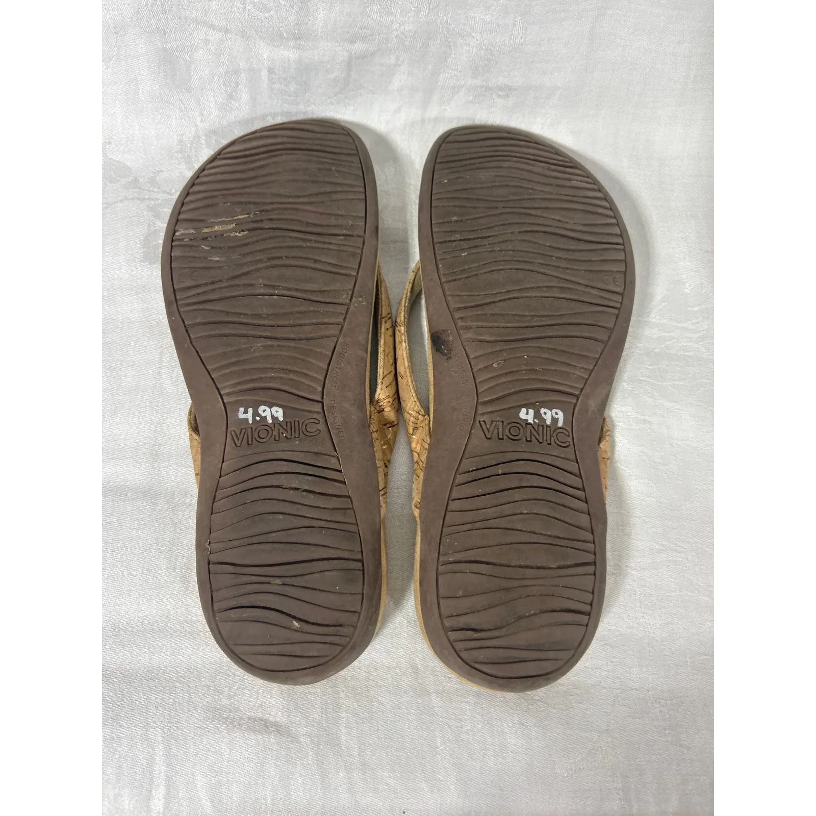 Vionic Sandals 9 Mona Flip Flops Thongs Cork - Image 3