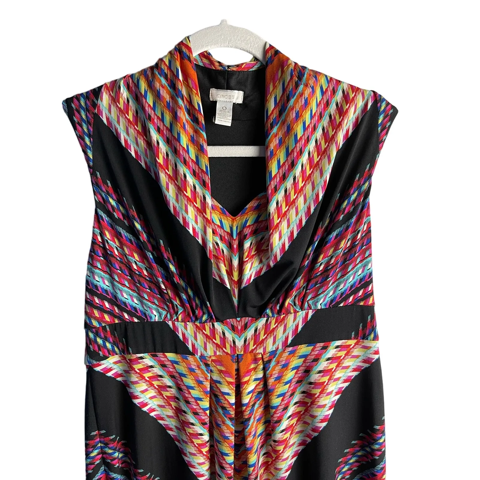 Chico’s Vibrant‎ Multicolored Stretchy V-Neckline US Size 4 (Chico's Size 0) - Image 5