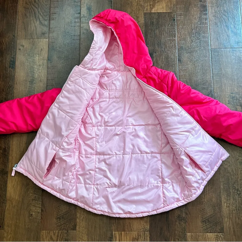 hot pink/pink reversible hooded puffer jacket, size XL 14/16 - Image 10