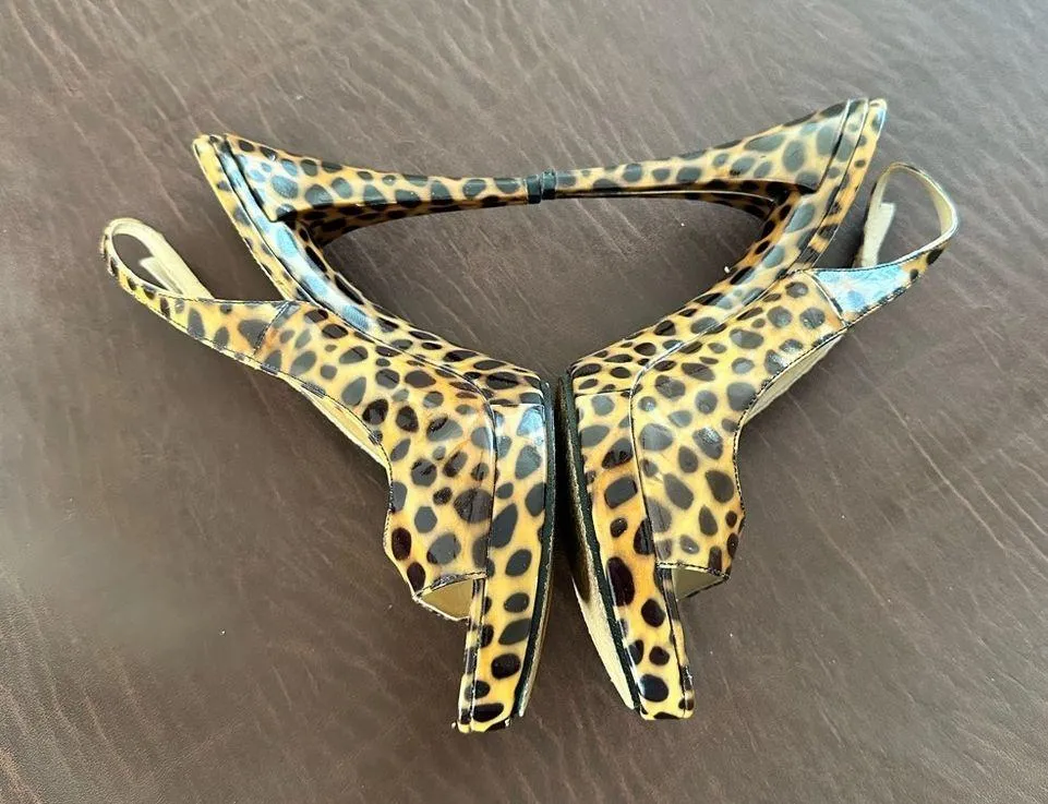 VIA SPIGA ANIMAL PRINT SLINGBACK STRAP PLATFORM STILETTOS SANDAL SHOES 8 - Image 7