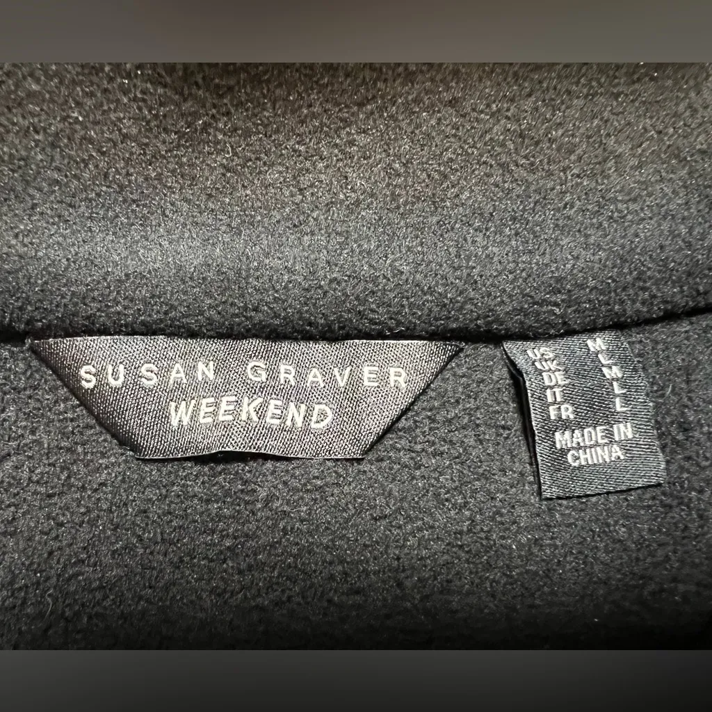 Susan Graver Weekend Polyester Black And White Snap Button Jacket Size Medium‎ - Image 10