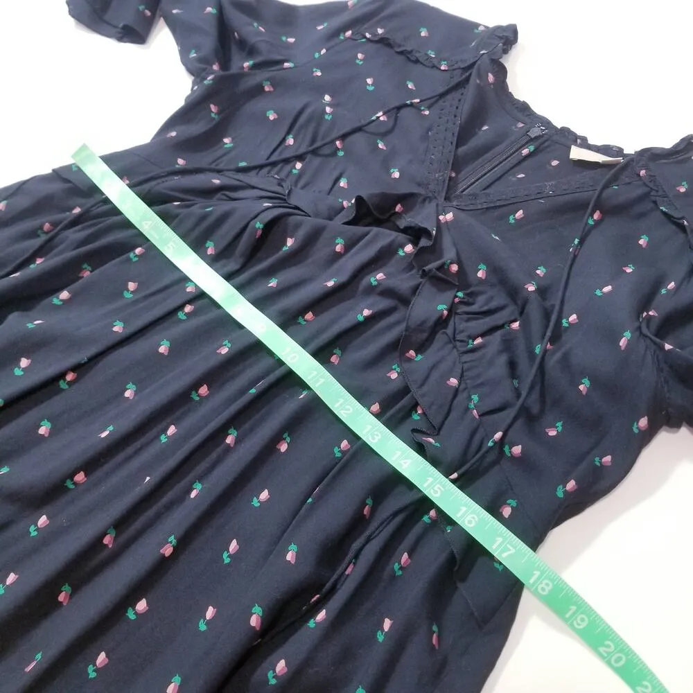 LOFT Floral Print Bell Sleeves Ruffle Midi Dress - Image 7