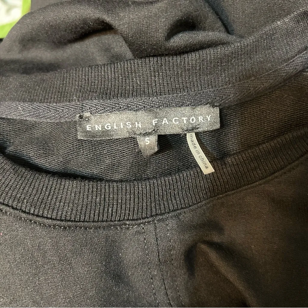 English Factory Knit Unbalanced Seam Long Sleeve Mini Dress in Black Size Small - Image 7