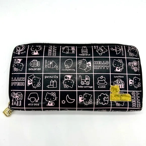 SANRIO HELLO KITTY black and pink zip around wallet - Image 2