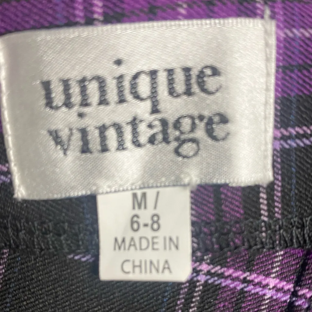 Unique Vintage M Purple Plaid Sweetheart Corset Fit & Flare Swing
Dress 6-8 - Image 9