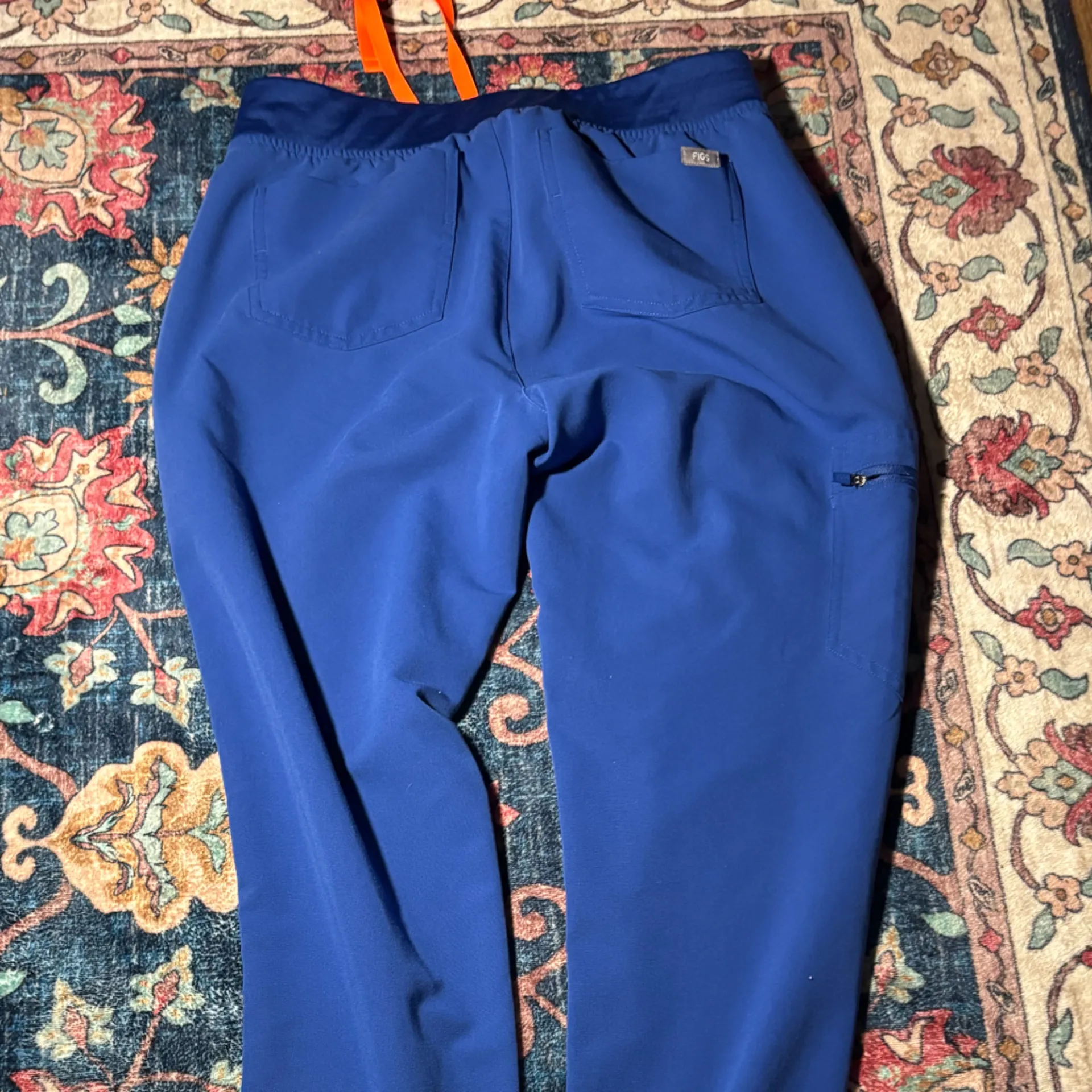 Figs Royal Blue Joggers with Bright Orange Drawstring - Image 6