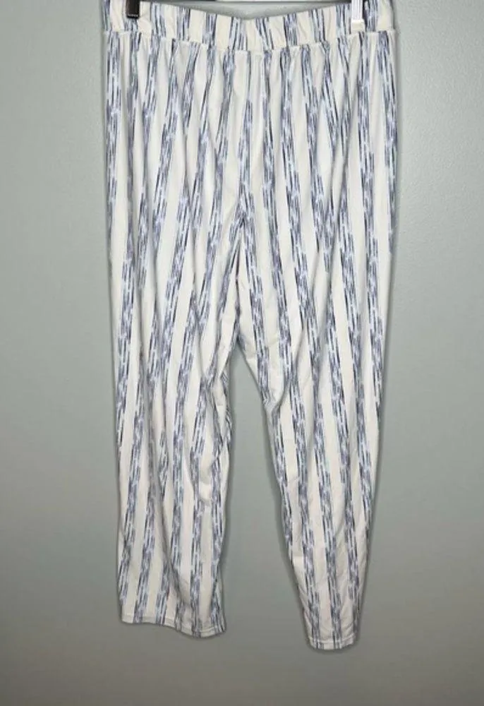 Sonoma white blue striped tie front pajama lounge pants comfort size large - Image 2