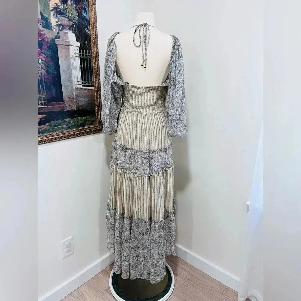 Free People You're A Jewel Printed Maxi in Tea Combo Size Large NWT $198 - Image 6