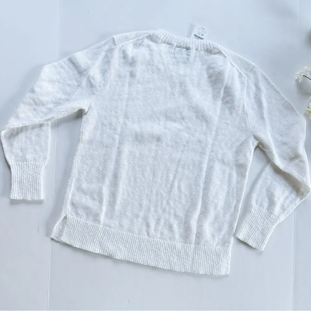 NEW J.Crew Factory White Gauzey Sweater Top XS - Image 3