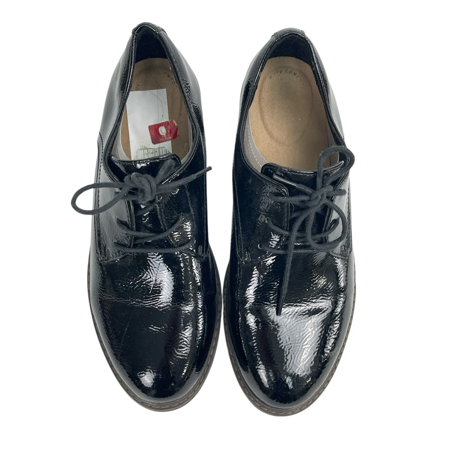 Clarks Airabell Tye Womens Black Patent Leather Lace-Up Platform Oxford Shoes 9 - Image 2