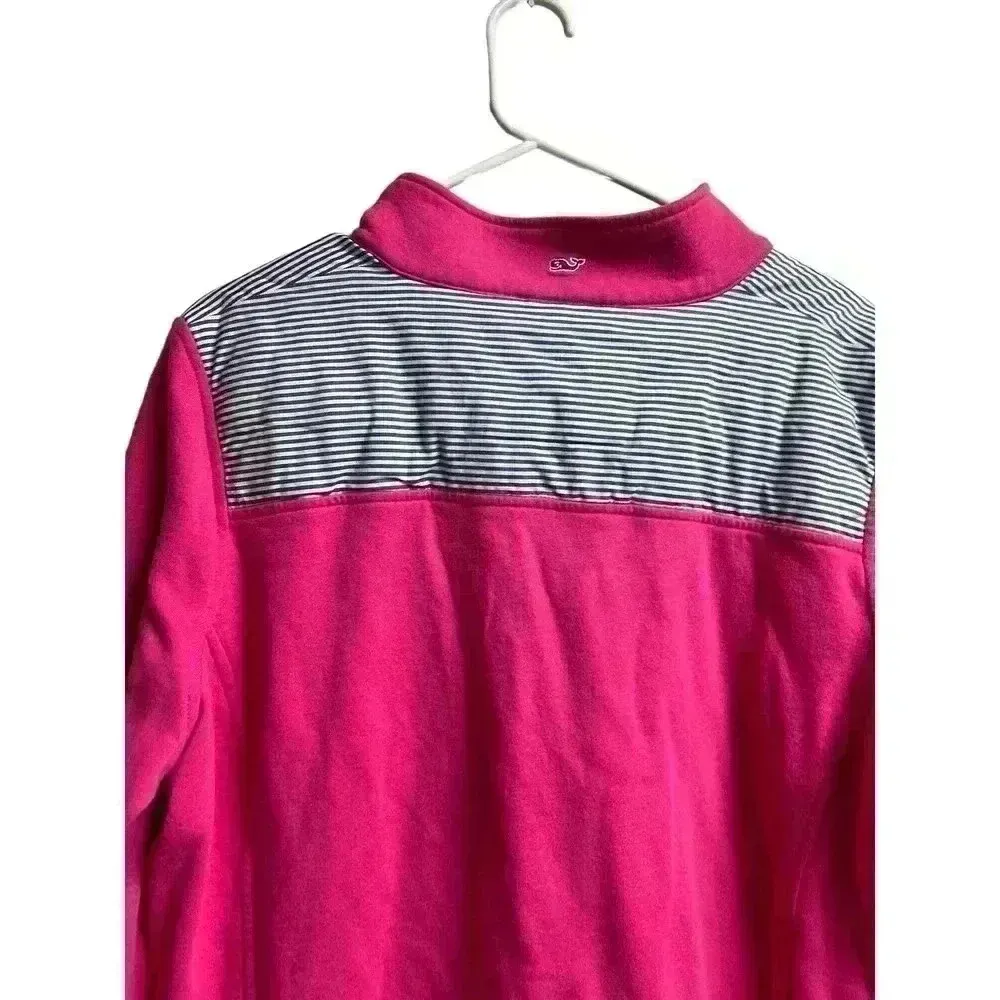 Vineyard Vines Pink with Blue Stripes 1/4 Zip Pullover Shep Shirt Sweatshirt - Image 6