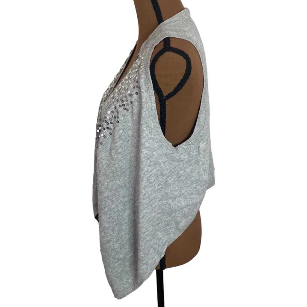 Abercrombie & Fitch embellished sequined high low wool blend grey sweater vest M - Image 4