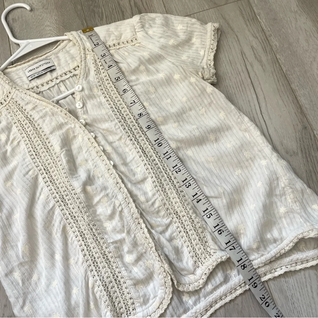 Urban Outfitters Top lace embroidered womens Cream (xsmall) boho peasant prairie - Image 7