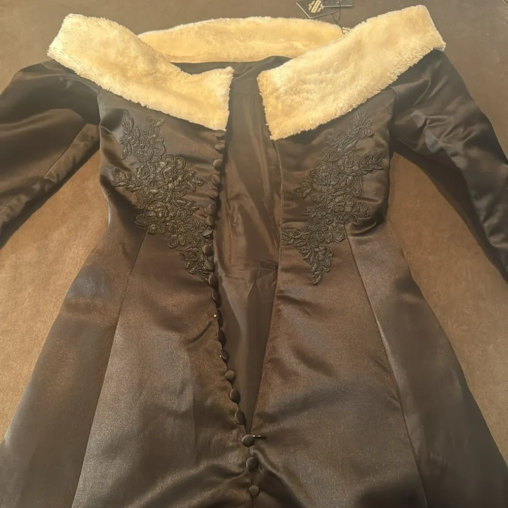 Women’s Black Off the Shoulder Christmas Holiday Winter Dress Train Size 2 NWT - Image 8