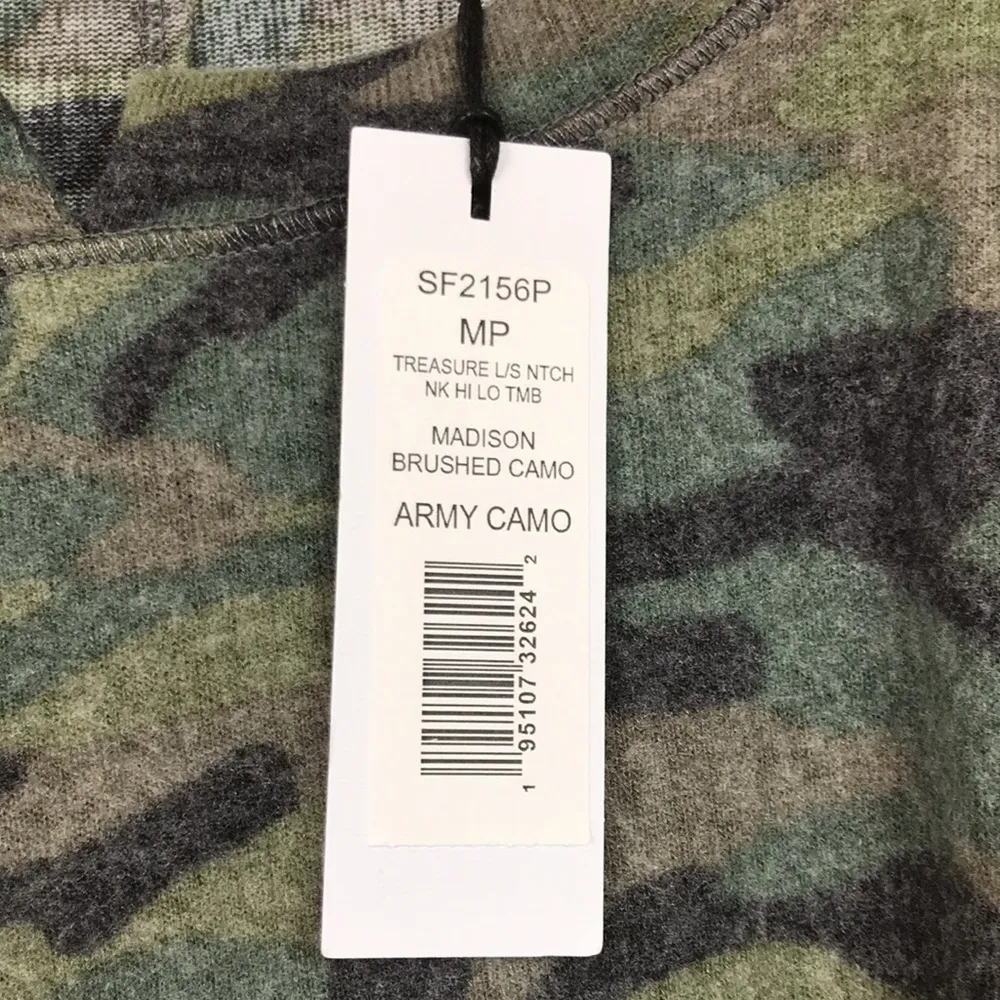 NWT Michael Stars Women’s Madison Brushed Camo Fleece Pleated Long Sleeve Shirt - Image 10