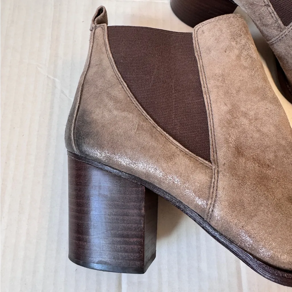 Sofft Brown Metallic Leather Chelsea Ankle Boots Women’s 10 Fall Casual Chunky - Image 2