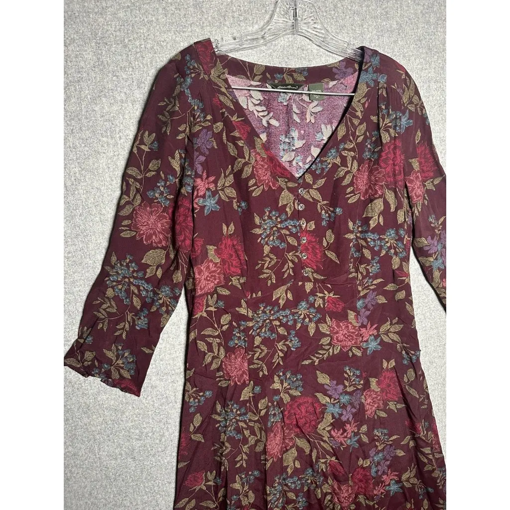 Vintage Eddie Bauer Medium Tall Womens Floral Maxi Dress Cottagecore Grunge - Image 7