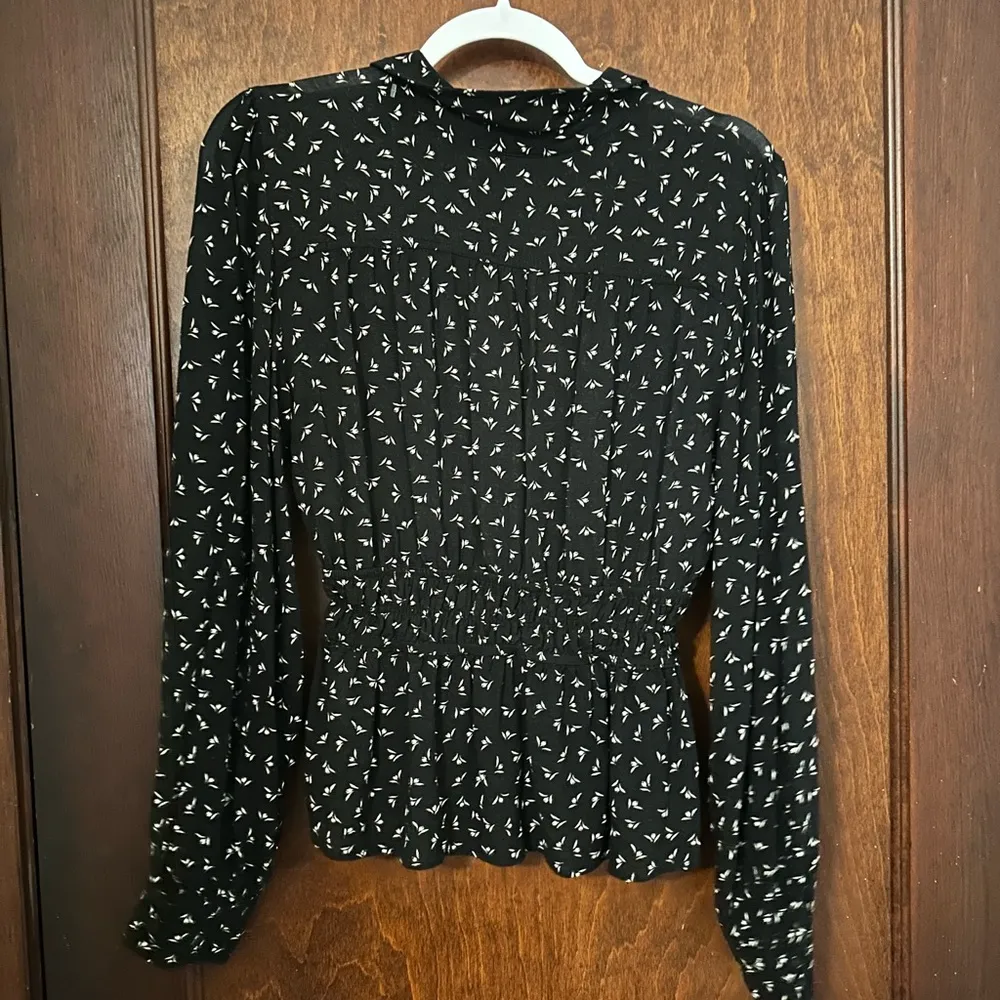 FREE PEOPLE Colette Printed Top Black White Size M - Image 3
