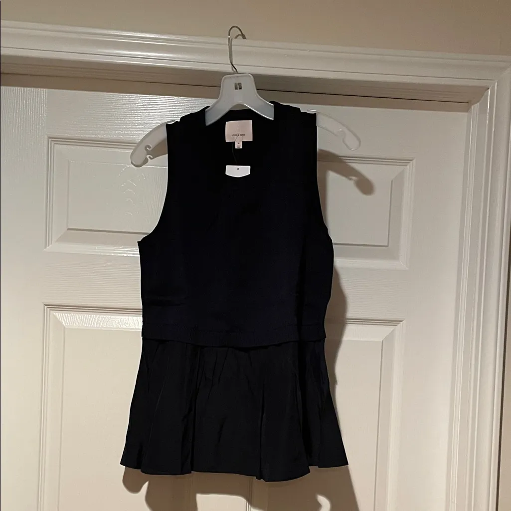 Cinq a sept Tess Mixed Media Top Blue Size M - Image 3