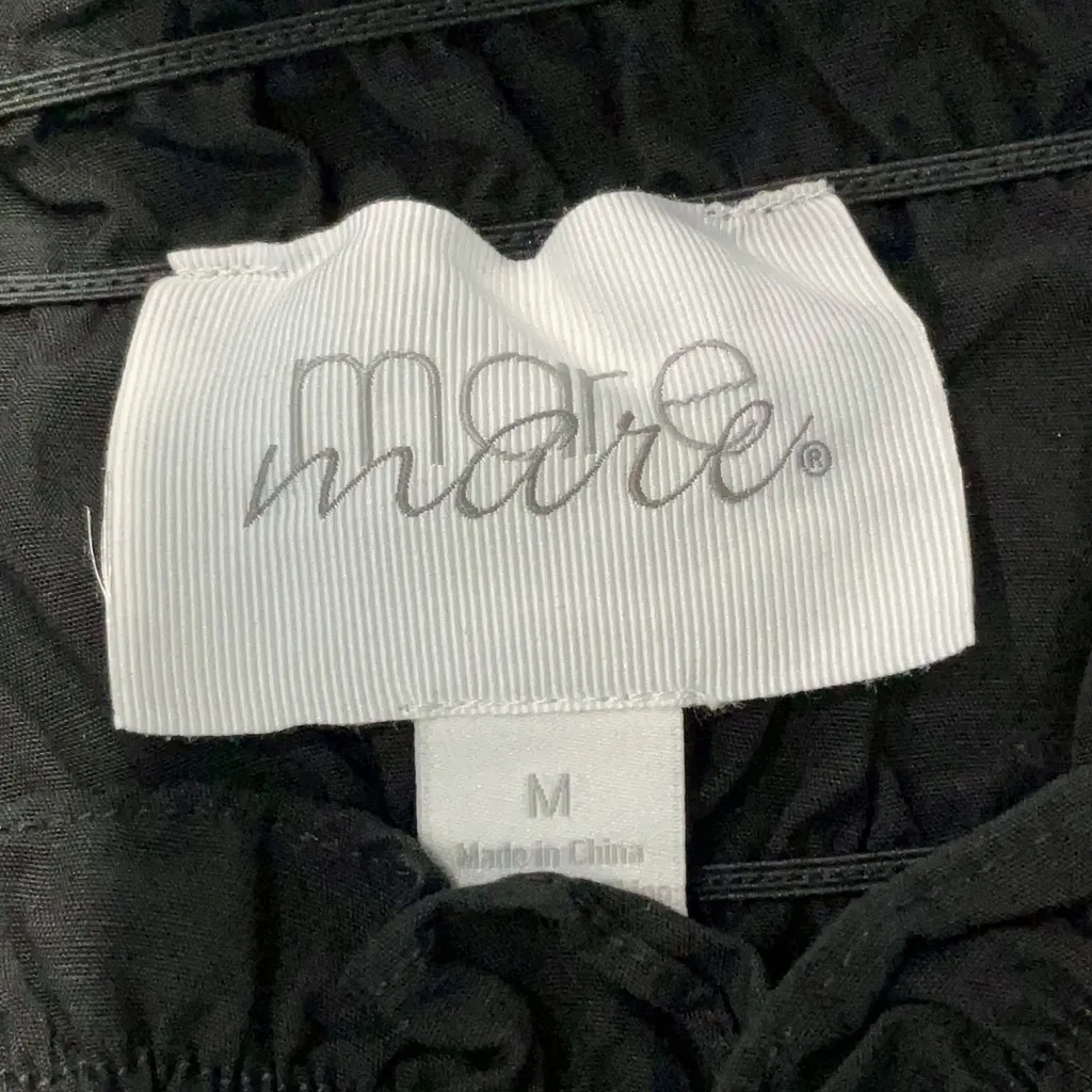 Anthropologie Mare Mare Black Smocked Crop Tube Top Linen Size Medium M - Image 6