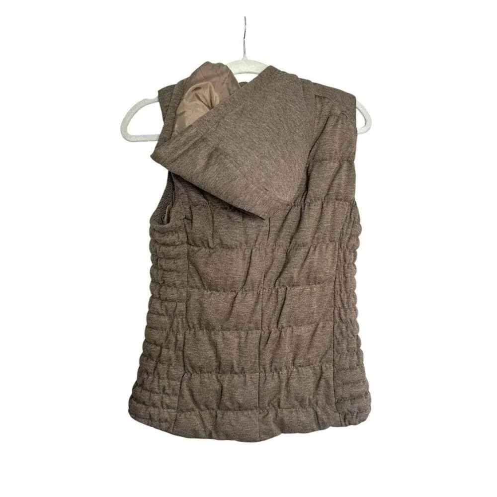 Be by Blanc Noir Taupe Quilted Zip Hood Puffer Vest Jacket Size M Cloth Fabric Brown Size M - Image 4