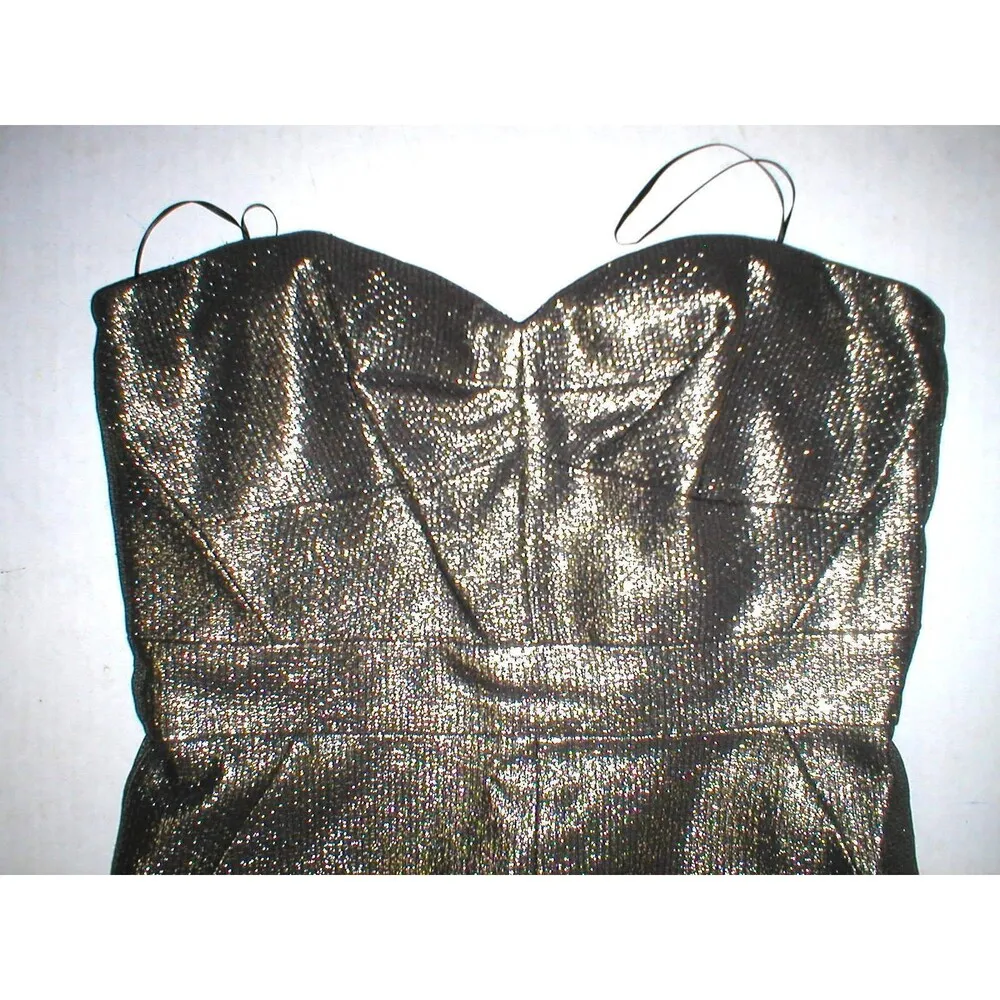 New NWT Womens Designer Trina Turk Dress Metallic Gold 10 Strapless Volare USA - Image 6