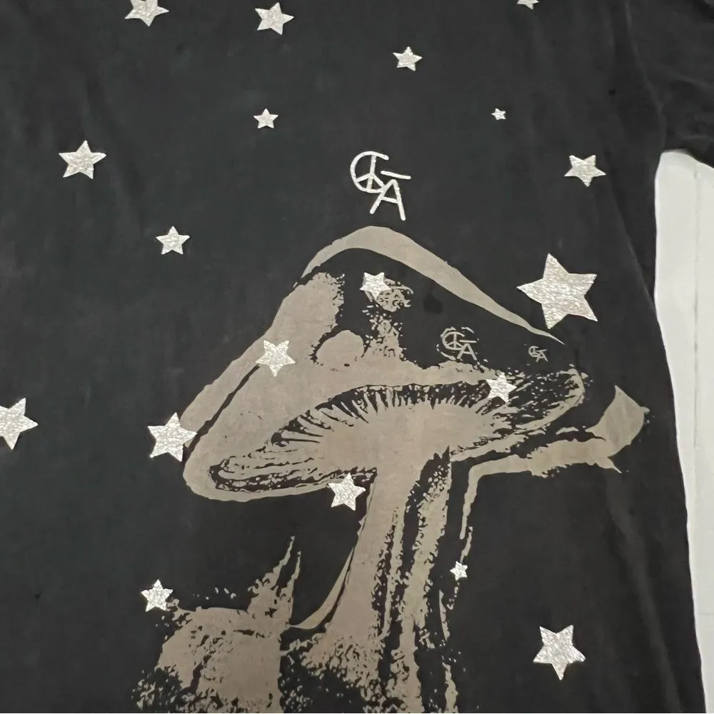 C Bar A Lovestock Ranch by Christian Audigier XXL Stars Mushroom Psychedelic Tee Black - Image 14
