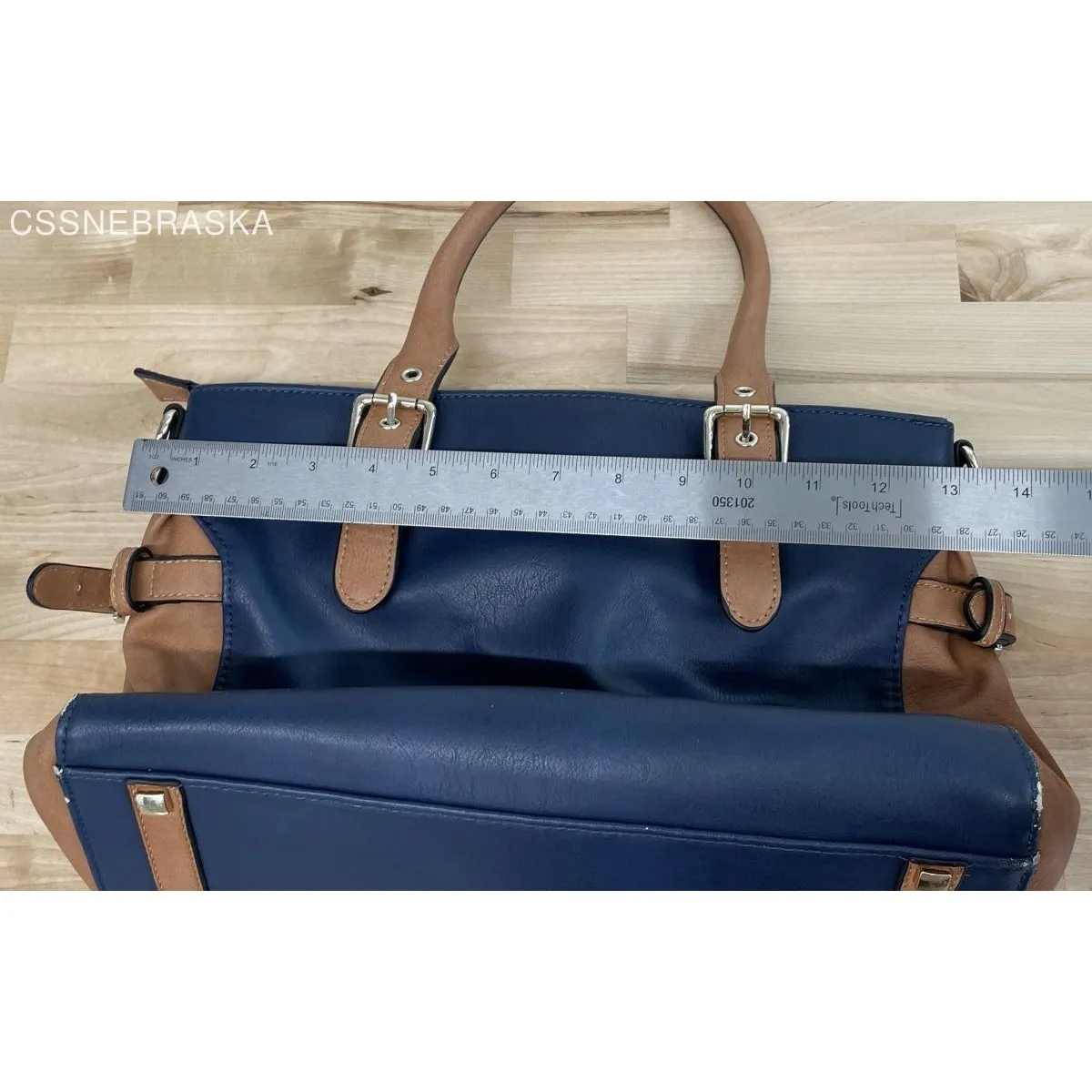 Simply Noelle Navy Blue‎ and Tan Women's Large Satchel Bag - Image 10