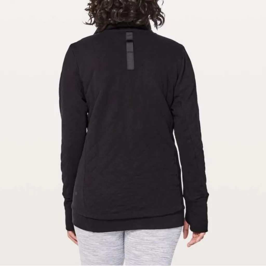 Lululemon Forever Warm Washed Black Quilted Quarter Zip Pullover Jacket 8 - Image 2