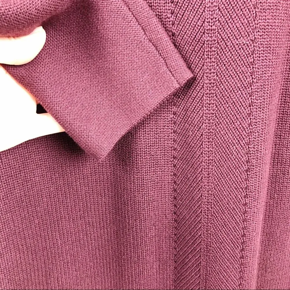 J. Jill Button Front Ribbed Duster Cardigan Small Purple Patch Pockets - Image 9