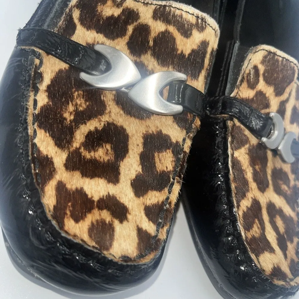 ZIERA Women EUR 37 Comfort Plus Black Fur Leopard Leather Loafer Moccasin Shoes - Image 3