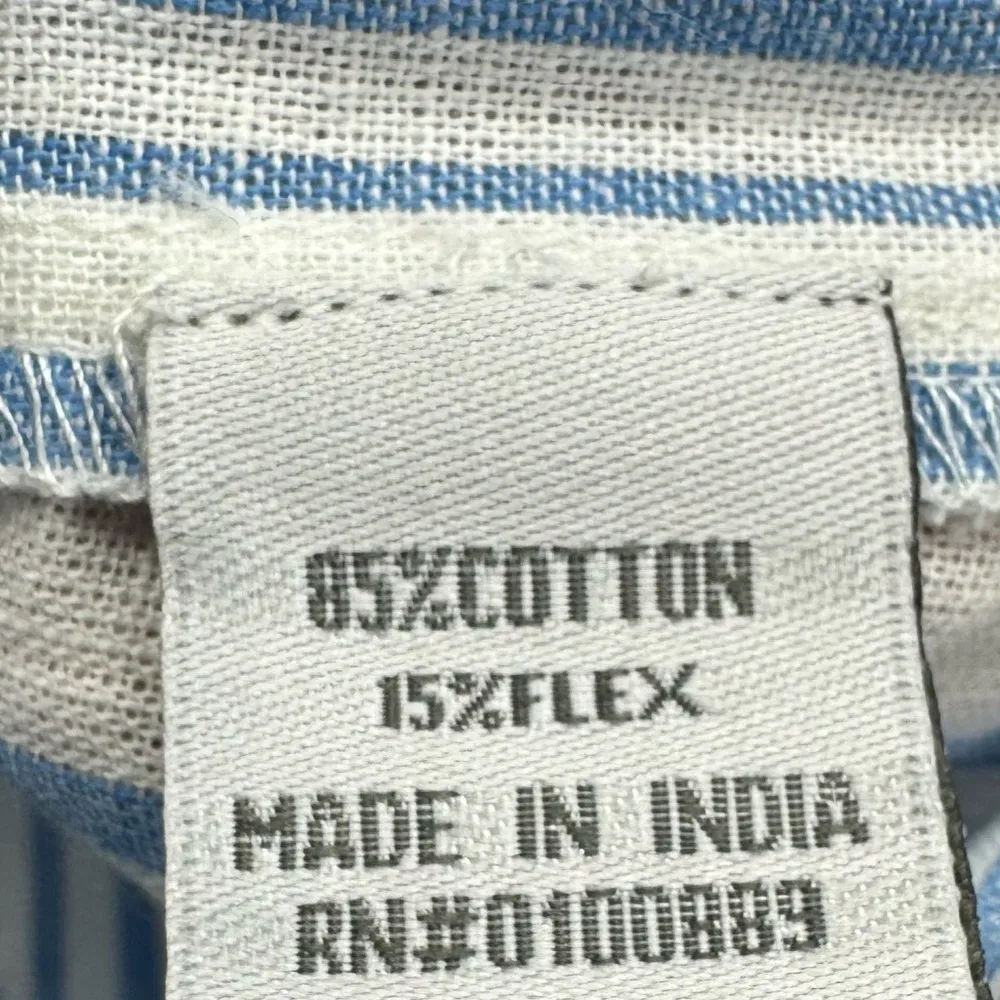 Keren Hart Blue & White Striped Button Down Oxford Shirt Size Extra Large NEW - Image 11