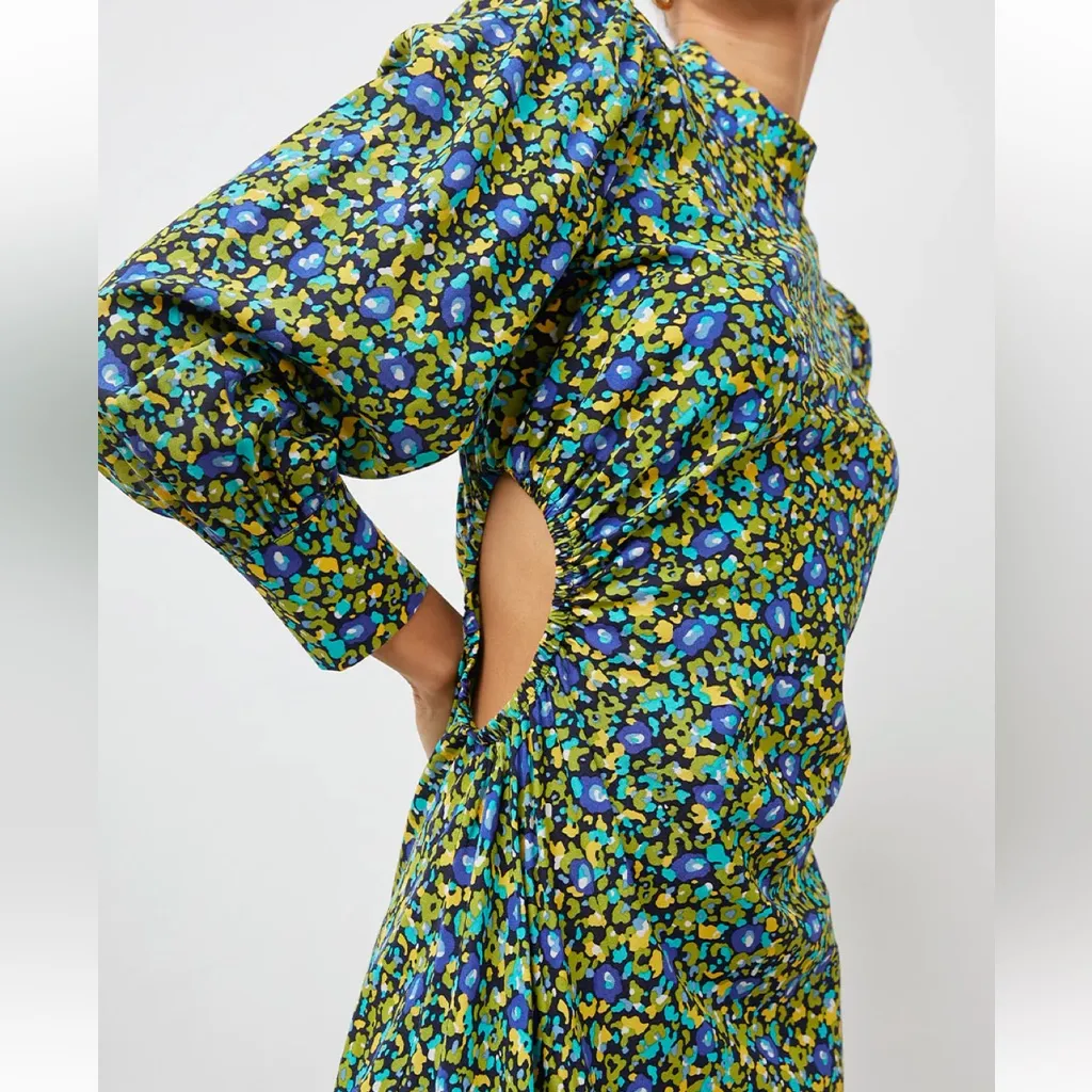 Rails Carmel Midi Dress Abstract‎ Garden Side Cutout Long Sleeve Size Small NEW - Image 9