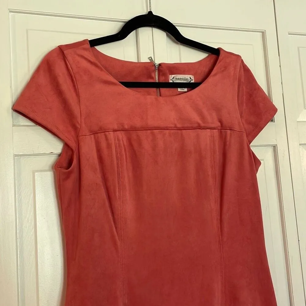 Nanette Lepore faux suede coral sheath dress 10 - Image 4