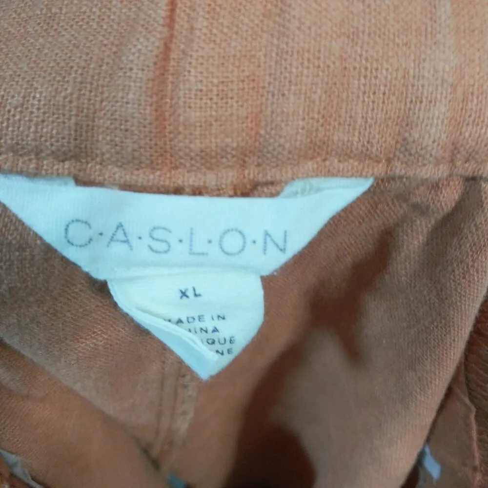 Caslon Orange Linen Casual Skirt Natural Pull On Vacation Size XL - Image 4