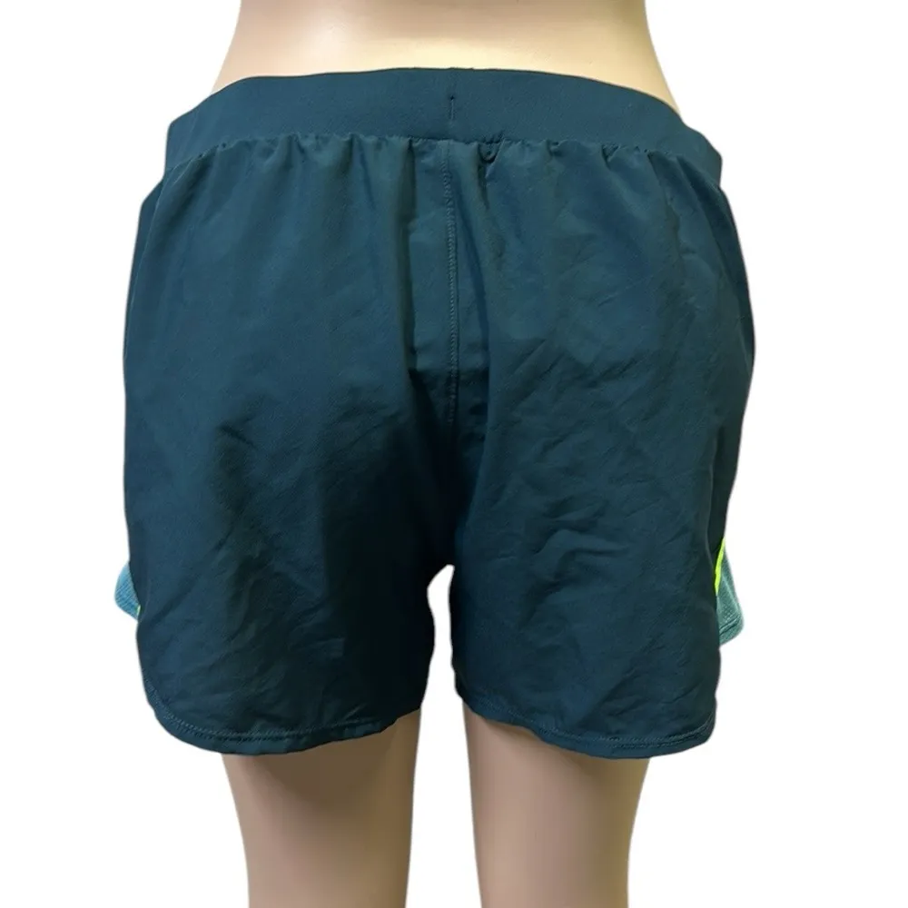 Under Armour UA Fly By 2.0 Athletic Shorts Blue Green Womens Large - Image 3