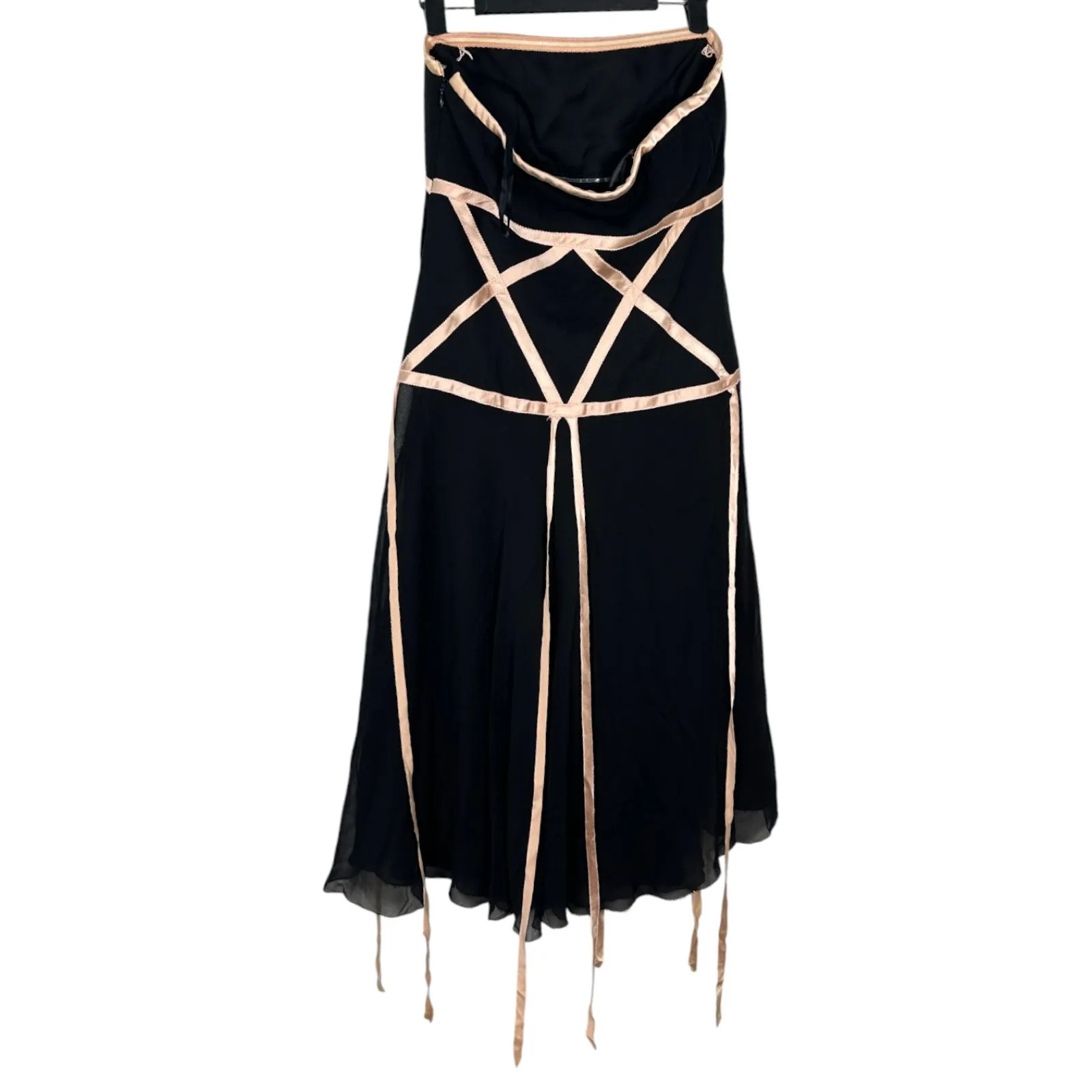 Nicole Miller Collection Vintage 90s Silk Black Ethereal Whimsy Slip Dress 4 - Image 4