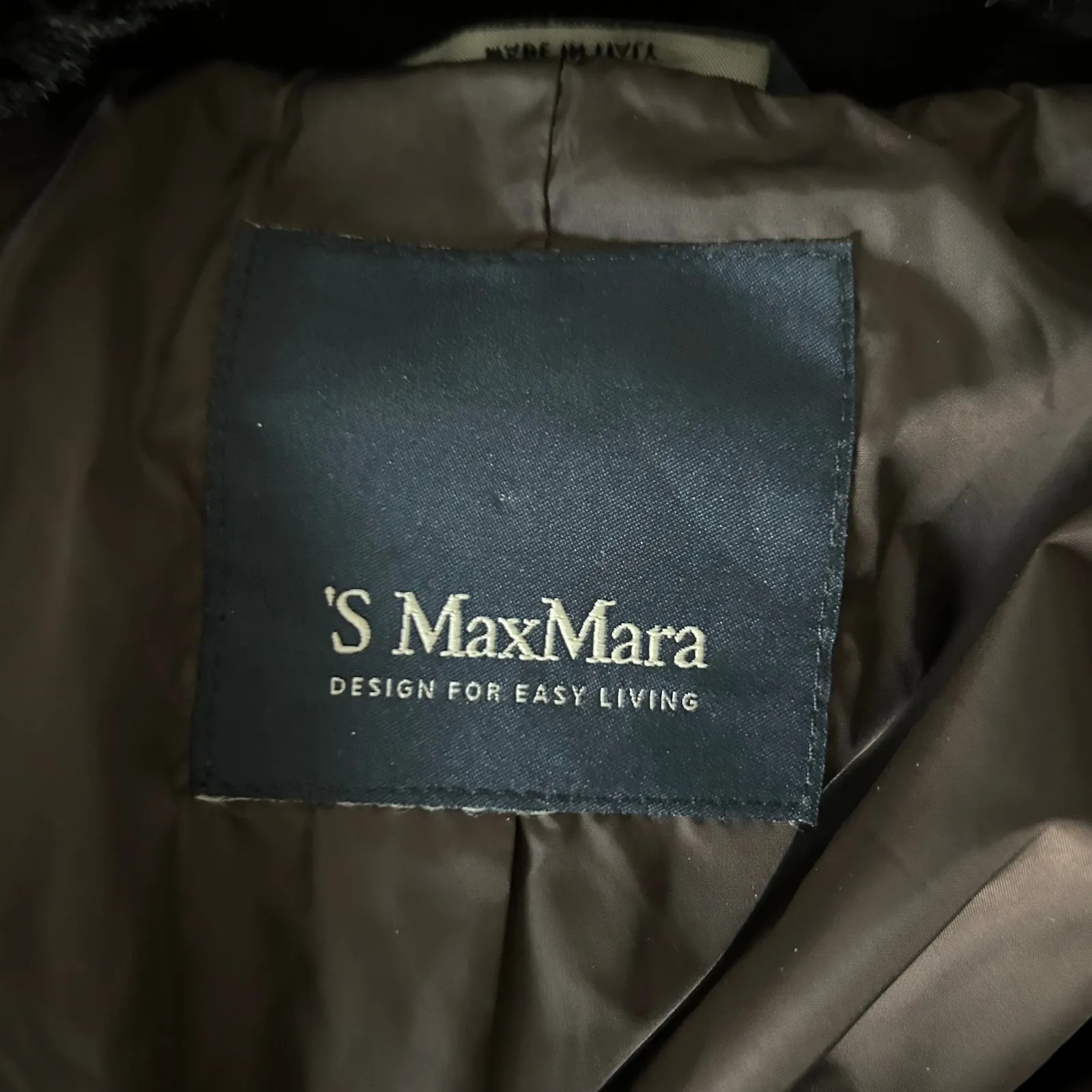 'S Max Mara 100% Virgin Wool Faux Fur Trimmed Coat in Chocolate Brown Size 8 - Image 6