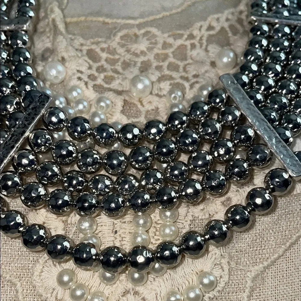 NWT $69 Elegant Silver Beaded Necklace - Image 5