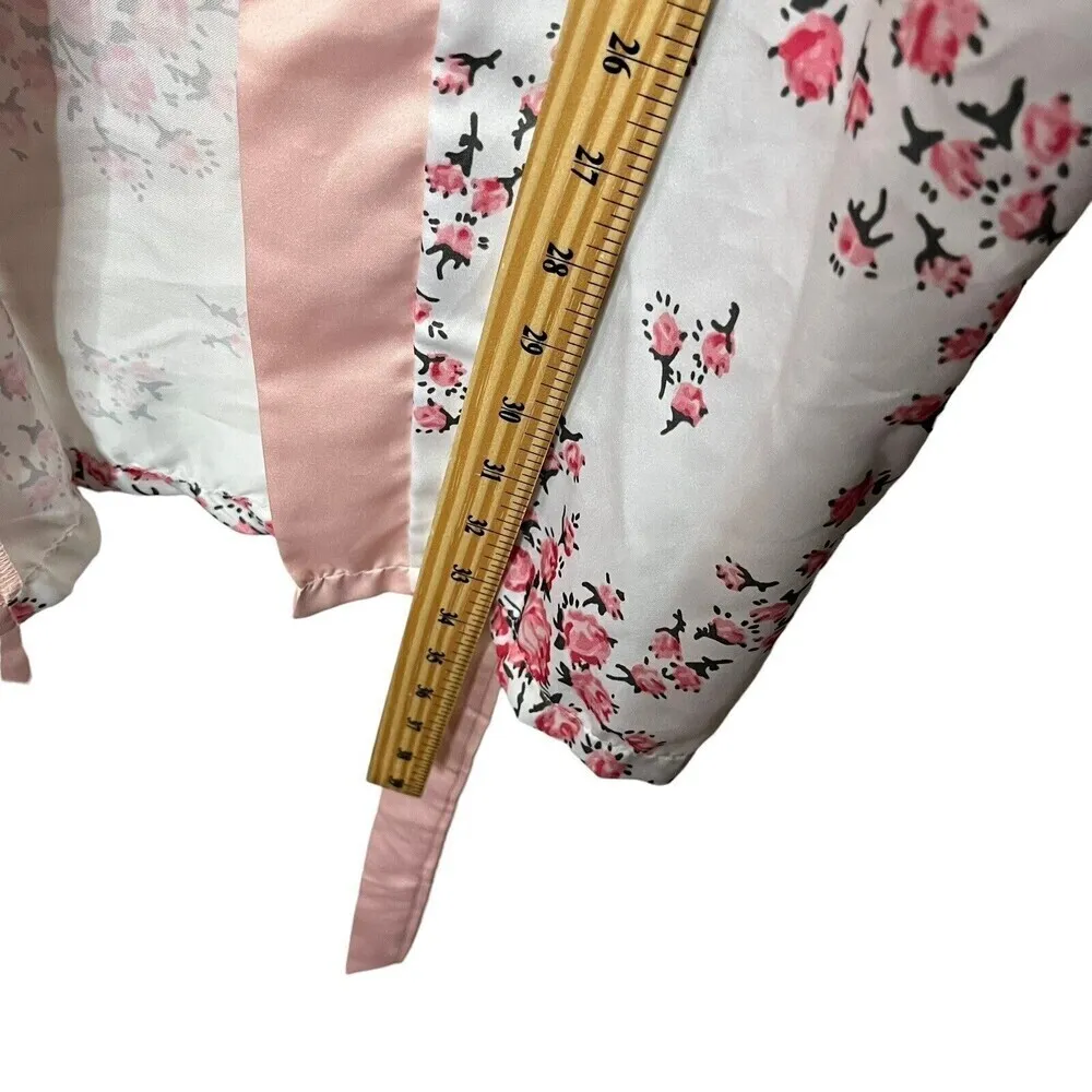 Morgan Lane Allie Floral Robe Women’s Size S/M Blush Charmeuse Belted - Image 9