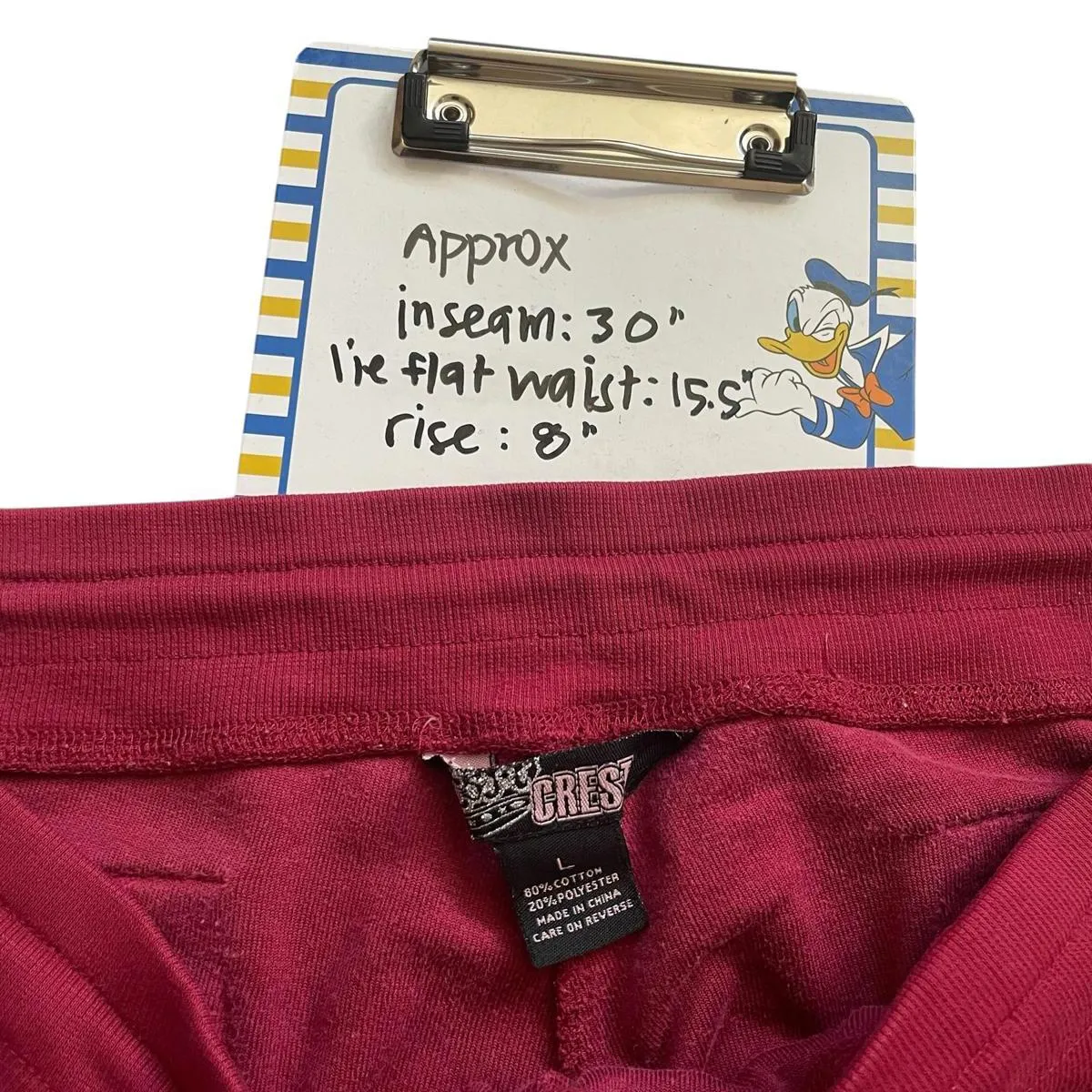 Vintage Y2K Crest Velvet Sweat Track Pants Low Rise Velour Women's Size Large Red - Image 3