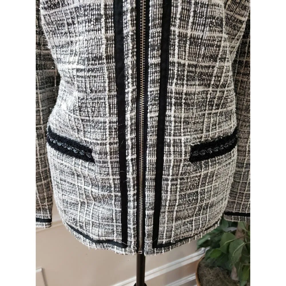 Cathy Daniels Women's Gray Cotton Long Sleeve Full Zip Blazer Jacket Size Large - Image 4