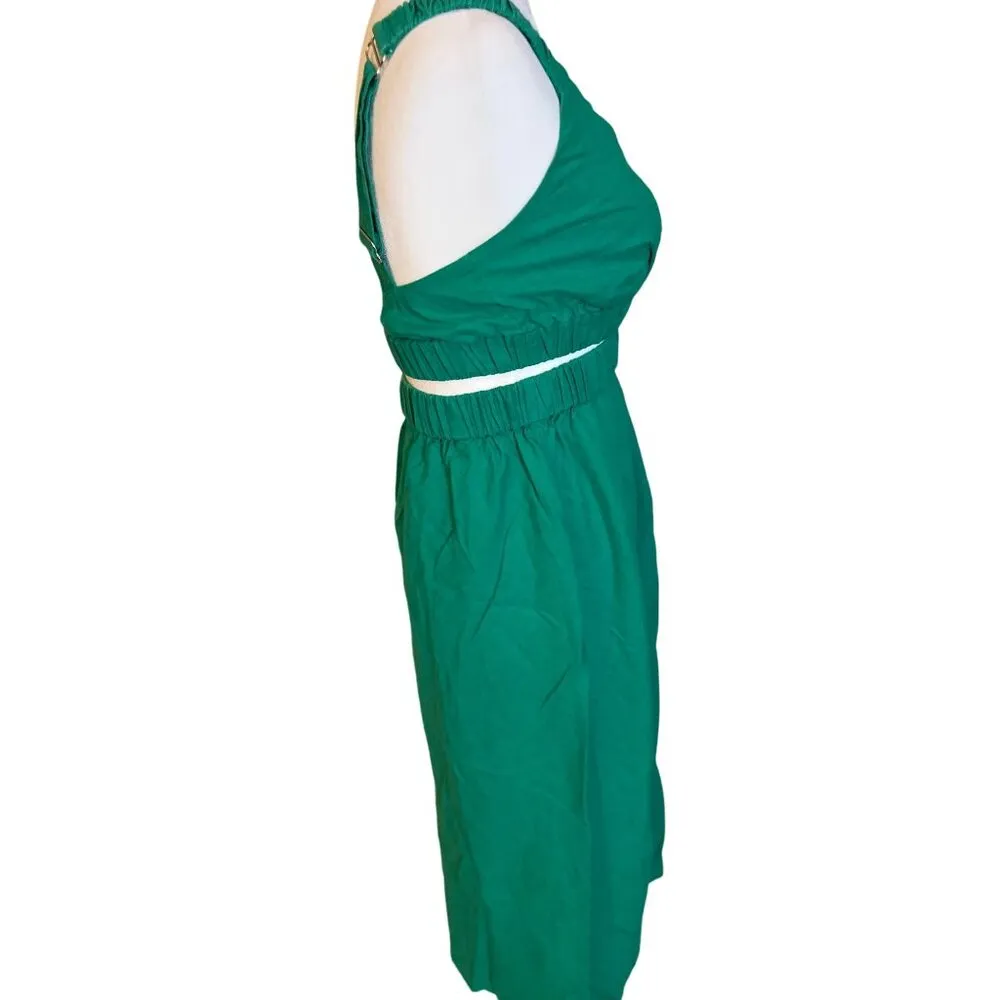 MINKPINK Virgo Midi Dress in Green XSmall Womens Linen Cutout - Image 6