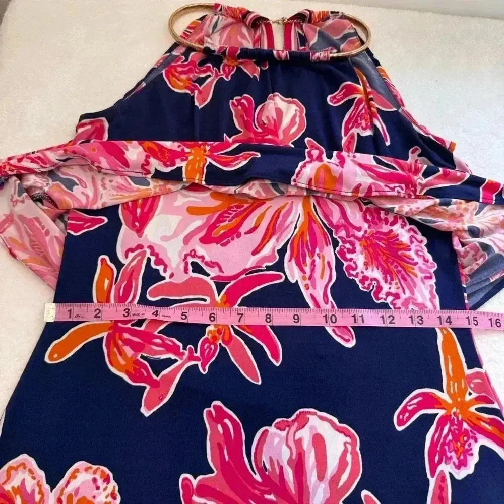 Lilly Pulitzer Floral Lucia Halter Dress in‎ Bright Navy Women Size S - Image 11