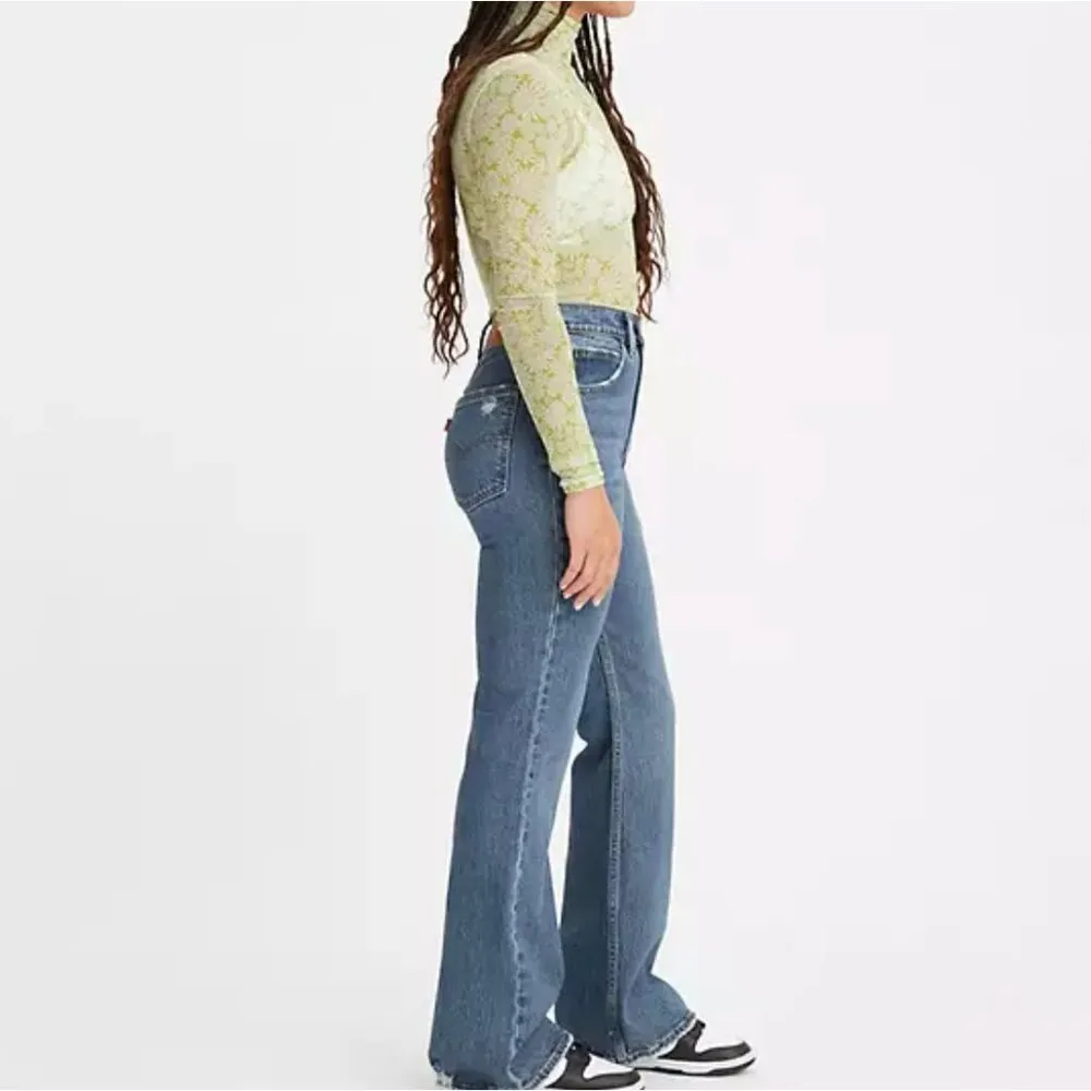 Levis Premium 70'S HIGH RISE FLARE WOMEN'S JEANS 25x32 Somona Step Dark Wash - Image 3