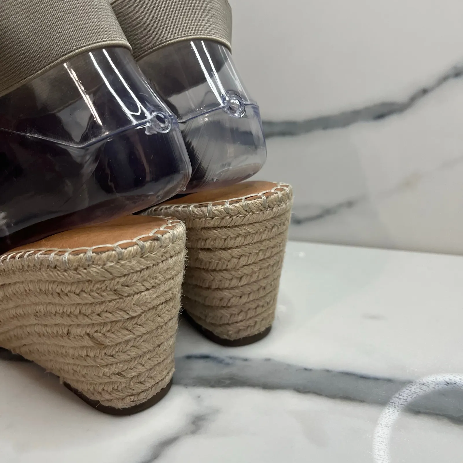 Gentle Souls Women's Neutral Suede Espadrille Wedge Colleen Sandals Sz 8.5 Beach - Image 4